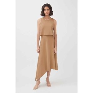 Cuyana Asymmetrical Overlay dress size small in camel, 100% pima cotton
